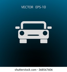 Flat long shadow Car icon, vector illustration