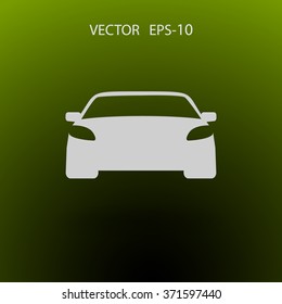 Flat long shadow Car icon, vector illustration