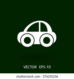 Flat long shadow Car icon, vector illustration