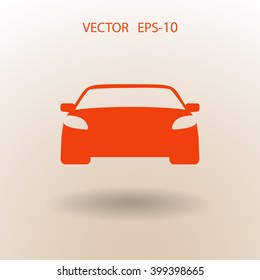 Flat long shadow Car icon, vector illustration