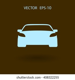Flat long shadow Car icon, vector illustration