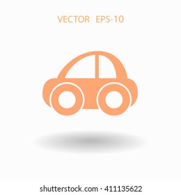 Flat long shadow Car icon, vector illustration