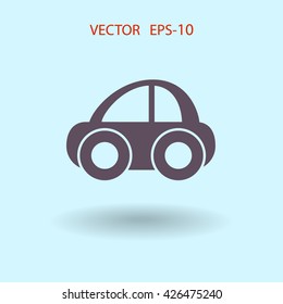 Flat long shadow Car icon, vector illustration