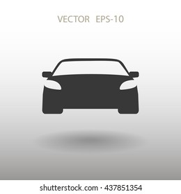 Flat long shadow Car icon, vector illustration