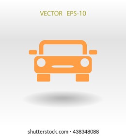 Flat long shadow Car icon, vector illustration
