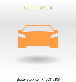 Flat long shadow Car icon, vector illustration