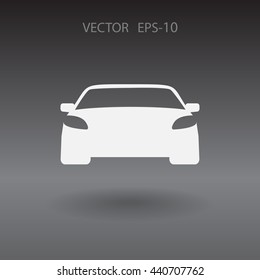 Flat long shadow Car icon, vector illustration