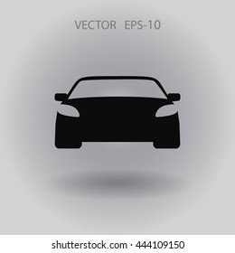 Flat long shadow Car icon, vector illustration