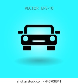 Flat long shadow Car icon, vector illustration