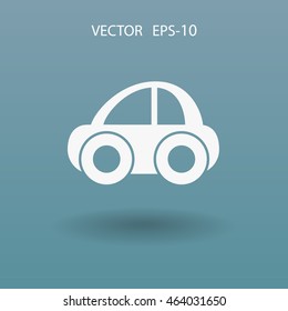 Flat long shadow Car icon, vector illustration