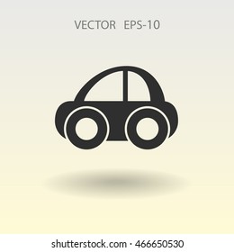Flat long shadow Car icon, vector illustration