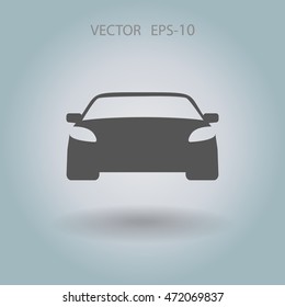 Flat long shadow Car icon, vector illustration