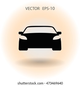 Icono de coche largo plano, ilustración vectorial