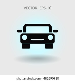 Flat long shadow Car icon, vector illustration