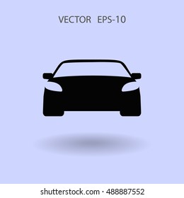 Flat long shadow Car icon, vector illustration