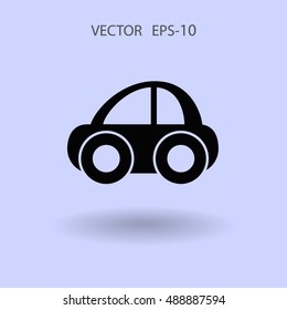 Flat long shadow Car icon, vector illustration