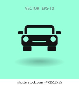 Flat long shadow Car icon, vector illustration