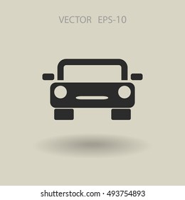 Flat long shadow Car icon, vector illustration