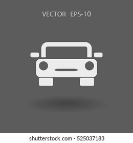 Flat long shadow Car icon, vector illustration