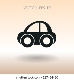 Flat long shadow Car icon, vector illustration
