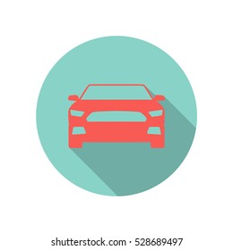 Flat long shadow Car icon, vector illustration