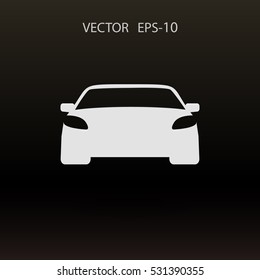 Flat long shadow Car icon, vector illustration