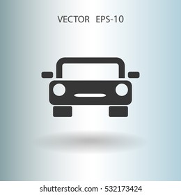 Flat long shadow Car icon, vector illustration