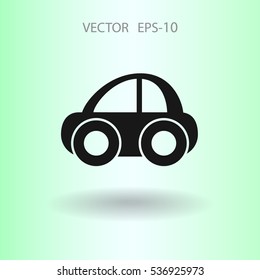 Flat long shadow Car icon, vector illustration