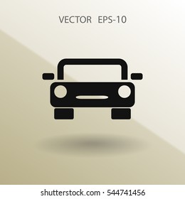 Ícone de carro de sombra longa plana, ilustração vetorial