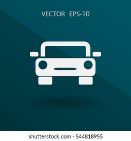Flat long shadow Car icon, vector illustration