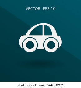 Flat long shadow Car icon, vector illustration