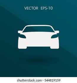 Flat long shadow Car icon, vector illustration
