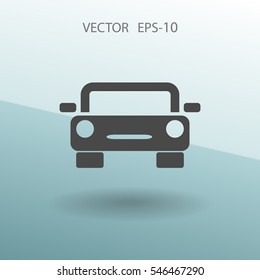 Flat long shadow Car icon, vector illustration