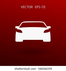 Flat long shadow Car icon, vector illustration