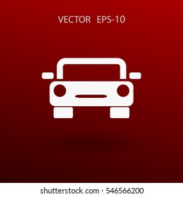 Flat long shadow Car icon, vector illustration
