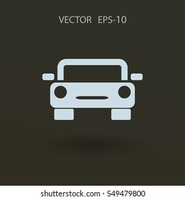 Flat long shadow Car icon, vector illustration