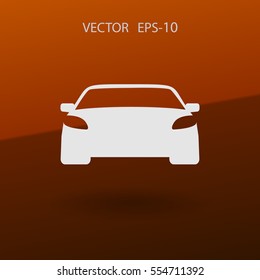 Flat long shadow Car icon, vector illustration