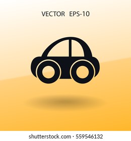 Flat long shadow Car icon, vector illustration