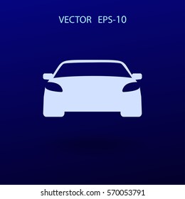 Flat long shadow Car icon, vector illustration