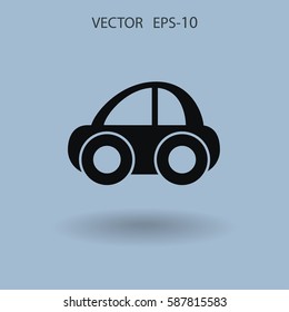 Flat long shadow Car icon, vector illustration