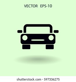 Flat long shadow Car icon, vector illustration