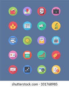 Flat Long Shadow Circles Business Icons 