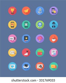 Flat Long Shadow Circles Icons 