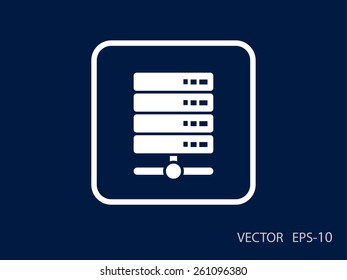 Flat long shadow Computer Server icon, vector illustration