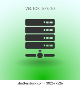 Flat long shadow Computer Server icon, vector illustration