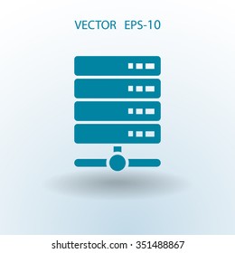 Flat long shadow Computer Server icon, vector illustration