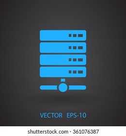 Flat long shadow Computer Server icon, vector illustration