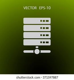 Flat long shadow Computer Server icon, vector illustration