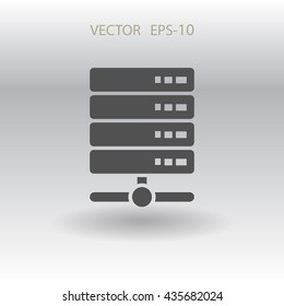 Flat long shadow Computer Server icon, vector illustration