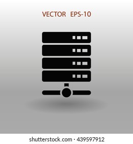 Flat long shadow Computer Server icon, vector illustration